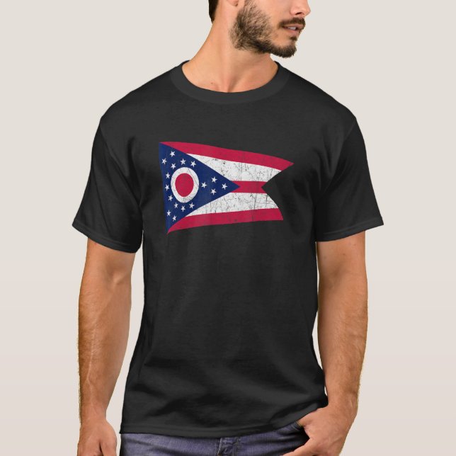 Ohio Flagga, Vintage Stil 1 T Shirt (Framsida)