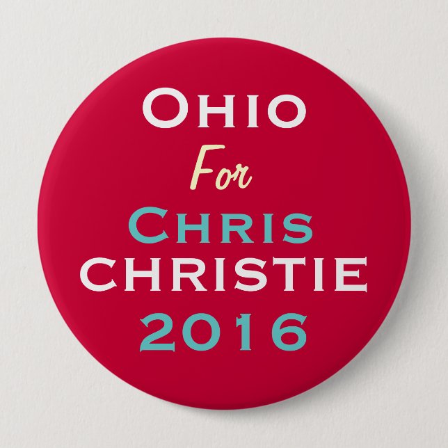 Ohio för Chris CHRISTIE Caampaign 2016 knäppas Knapp (Framsida)