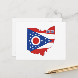 Ohio format Ohioan delstatflagga med Buckeye-namn Vykort