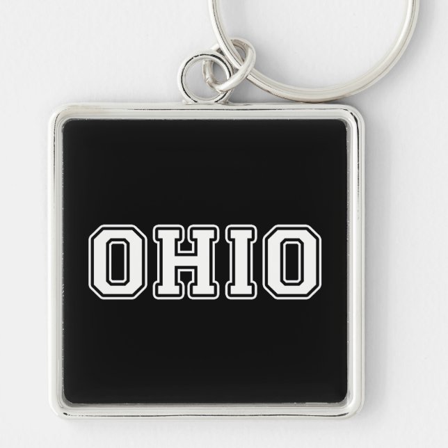 Ohio Fyrkantig Silverfärgad Nyckelring (Framsidan)