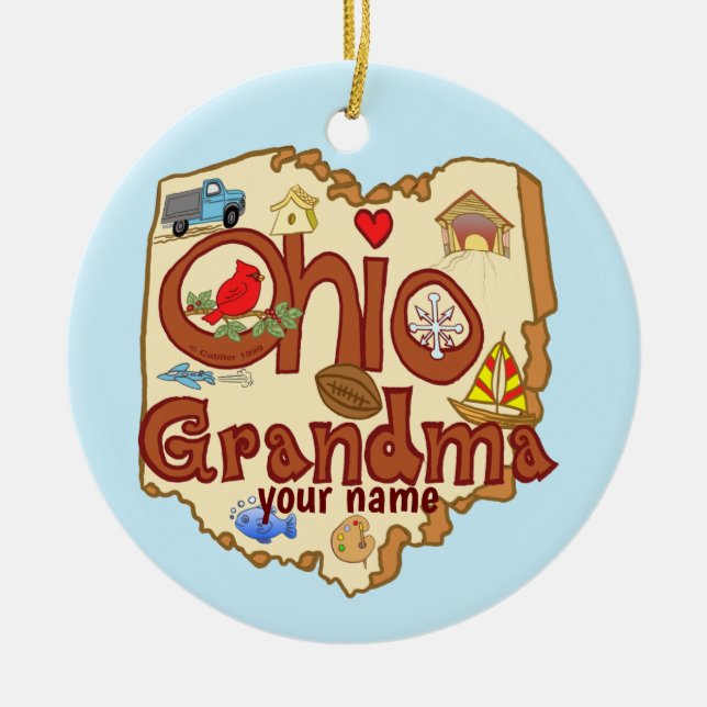 Ohio Grandma Julgransprydnad Keramik (Framsidan)
