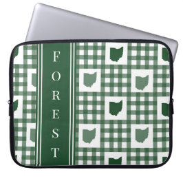 Ohio Grönt Gingham Laptop Fodral