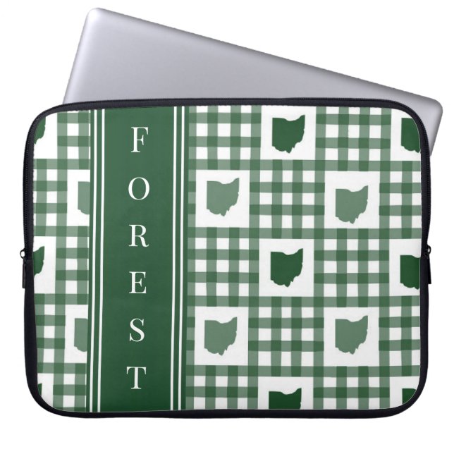 Ohio Grönt Gingham Laptop Fodral (Framsidan)