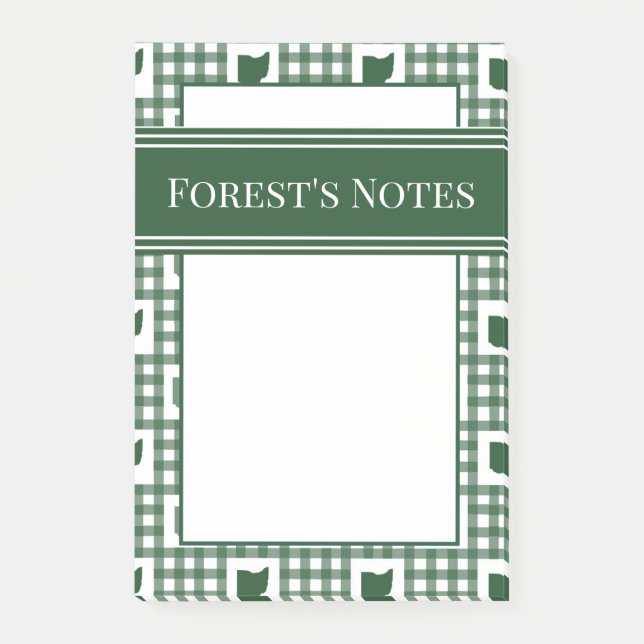 Ohio Grönt Gingham Post-it Block (Framsida)