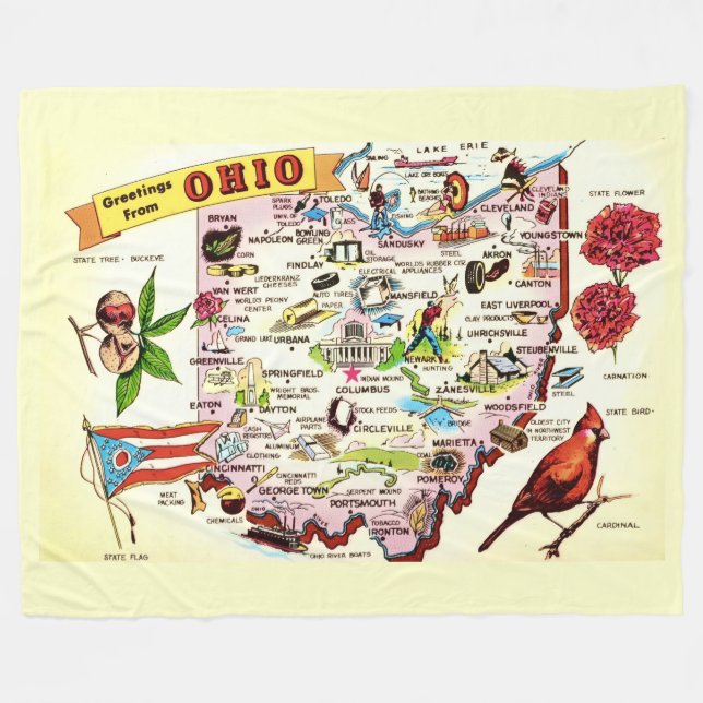 Ohio Hälsningar Flanellfilt Fleecefilt (Framsidan (Horisontell))