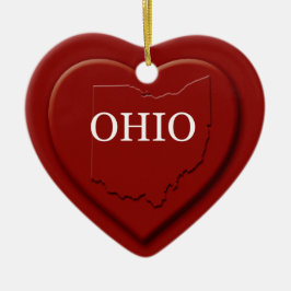 Ohio Heart Karta jul Ornamet Julgransprydnad Keramik