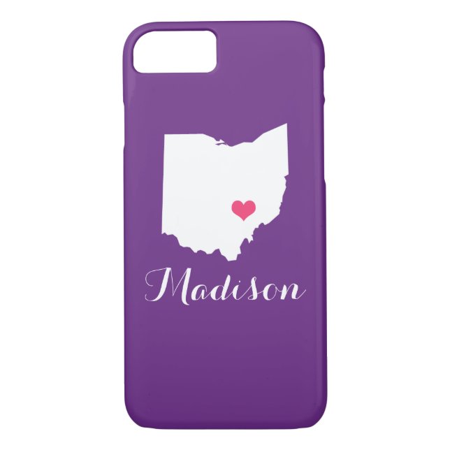 Ohio Heart Lila Anpassningsbar Monogram Case-Mate iPhone Skal (Baksida)