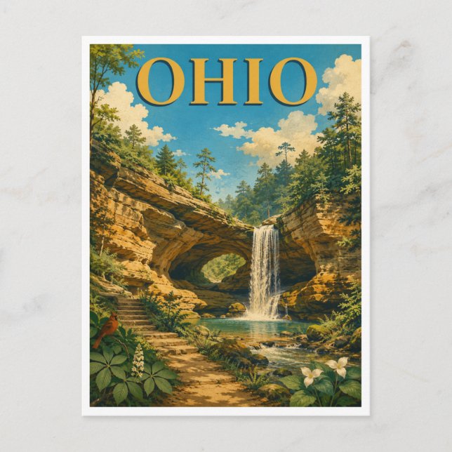 Ohio Hocking Hills GeoSaga Vykort (Framsida)