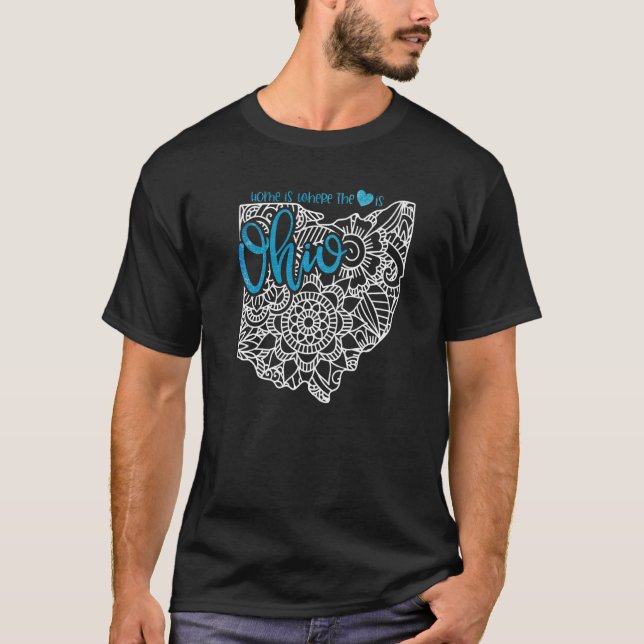 Ohio Home State Oh Mandala Karta USA USA USA USA U T Shirt (Framsida)