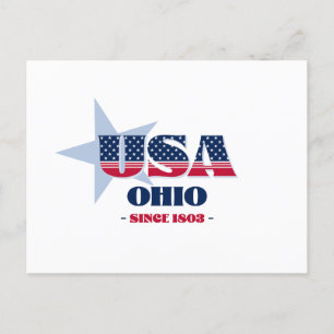 Ohio i rött, vitt och blått vykort