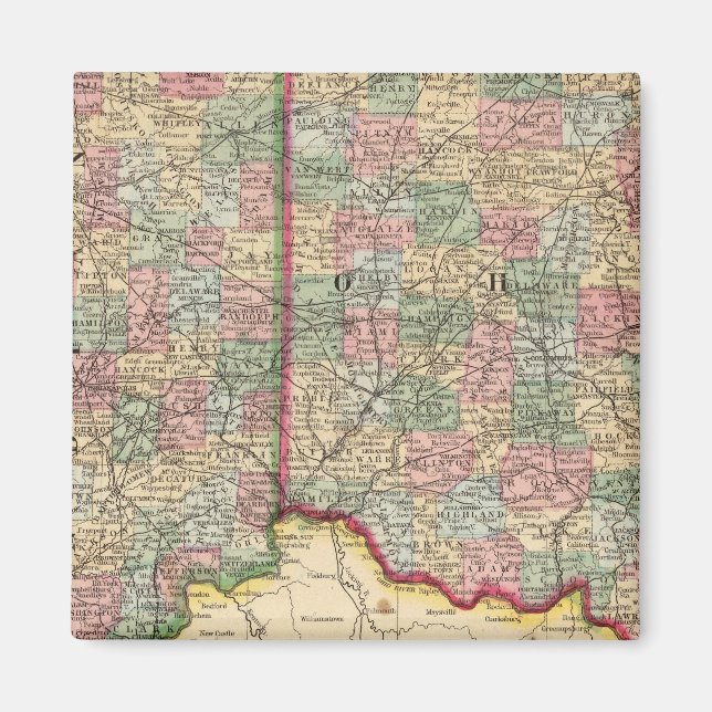 Ohio, Indiana Karta av Mitchell Magnet (Framsidan)