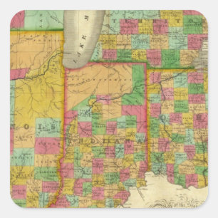 Ohio, Indiana och Illinois Fyrkantigt Klistermärke