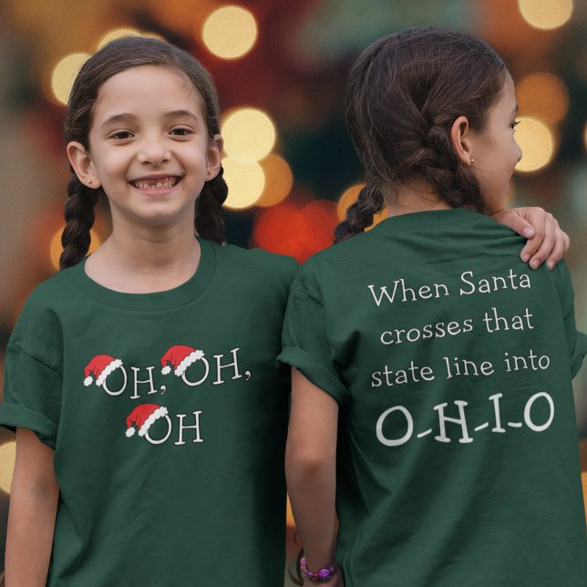Ohio jul OH Santa Hat Helgdag Kids T Shirt (Celebrating Christmas in Ohio? Keep your ear out for when Santa crosses that state line!)