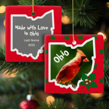 Ohio-julprydnad med kardinal och Buckeyes