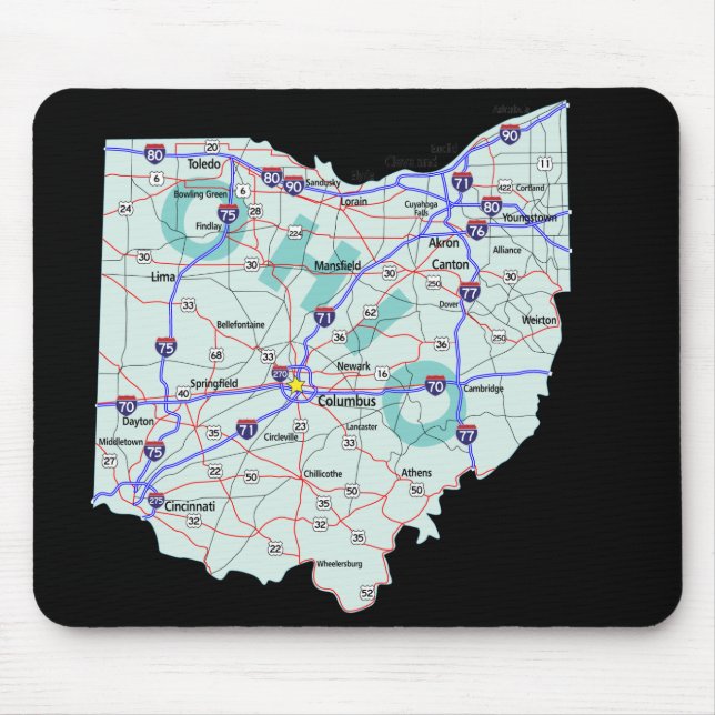 Ohio Karta Mousepad Musmatta (Framsidan)