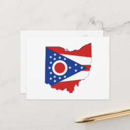 Ohio Karta Shaped Statlig flagga Stars och stripes Vykort