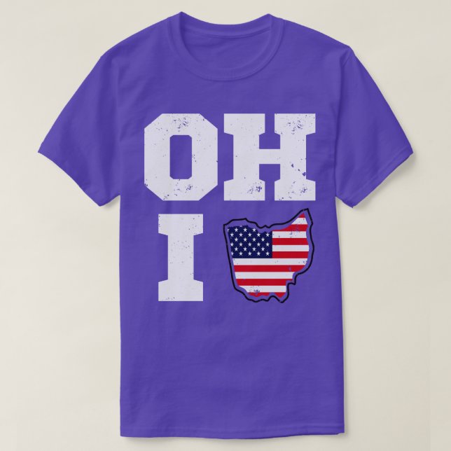 Ohio Karta, USA flagga T Shirt (Design framsida)