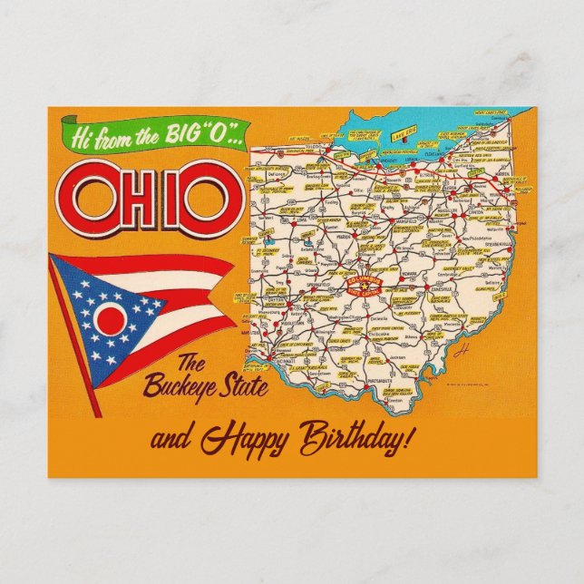 Ohio Kartan Tillfällen Postkort Vykort (Framsida)