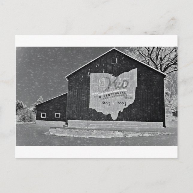 Ohio ladugård i vinter vykort (Framsida)
