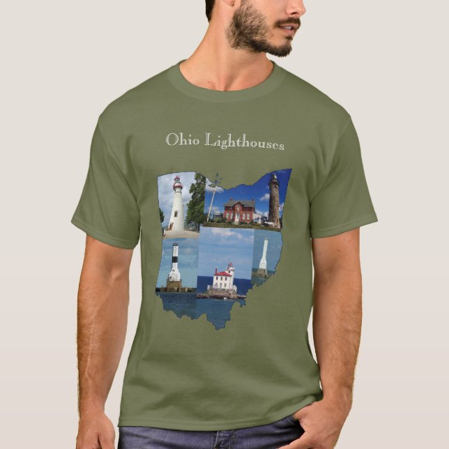 Ohio Lighthouse-skjorta, vit skrift T Shirt (Framsida)