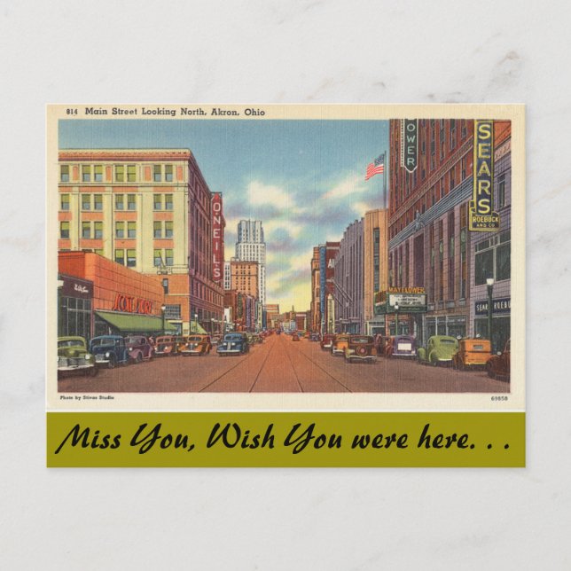 Ohio, Main Street, Akron Vykort (Framsida)