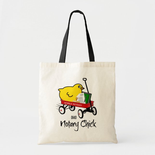 Ohio Mobile Notary Chick Red Wagon Tygkasse (Framsidan)