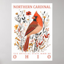 Ohio Northern Cardinal Statfågel Botanisk