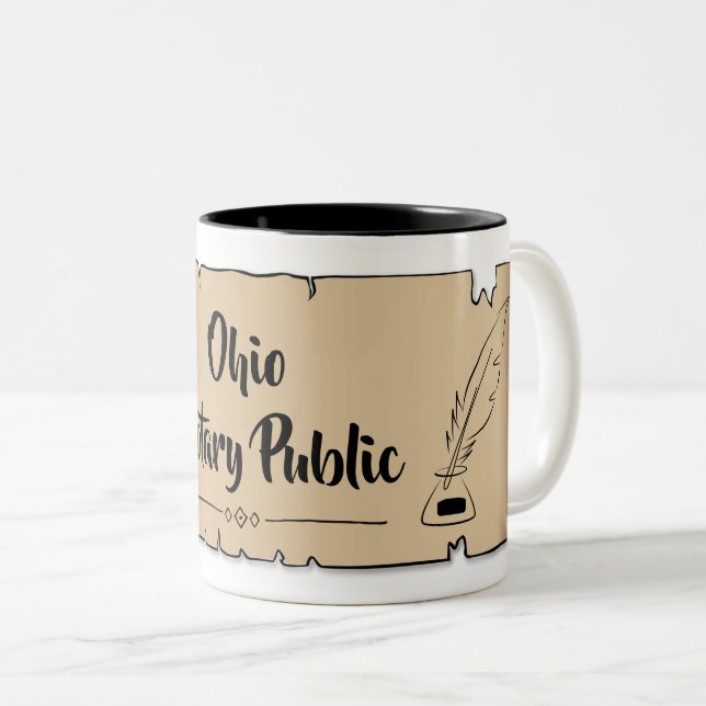 Ohio Notary Public Rulla Feather Quill Två-Tonad Mugg (Framsida höger)