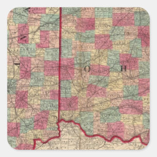 Ohio och Indiana 3 Fyrkantigt Klistermärke
