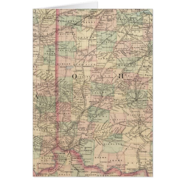 Ohio och Indiana Hälsningskort (Framsidan)