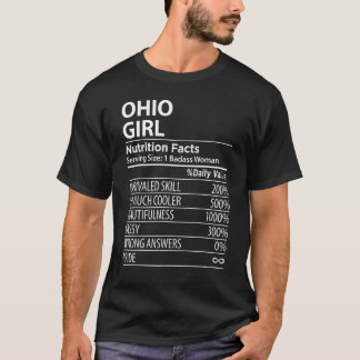 Ohio OH Girl Nutrition Facts Women USA State T Shirt