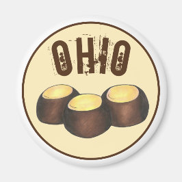 Ohio OH Peanut Butter Buckeye Buck Öga Nöt Candy Magnet