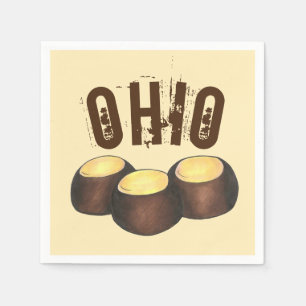Ohio OH Peanut Butter Buckeye Buck Öga Nöt Candy Pappersservett