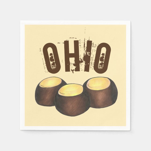 Ohio OH Peanut Butter Buckeye Buck Öga Nöt Candy Pappersservett (Framsidan)