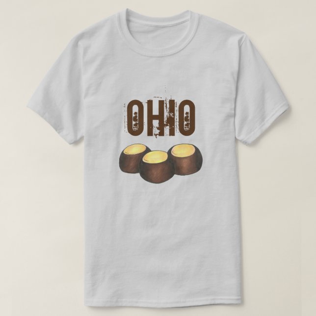 Ohio OH Peanut Butter Buckeye Buck Öga Nöt Candy T Shirt (Design framsida)