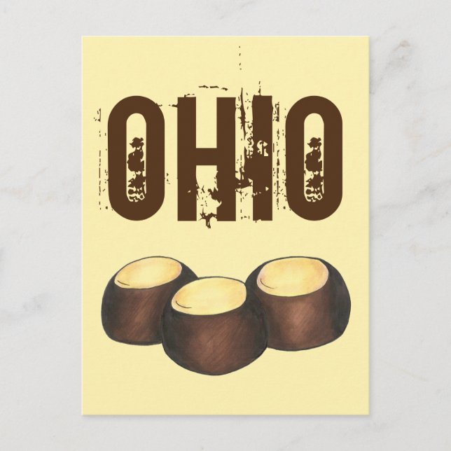 Ohio OH Peanut Butter Buckeye Buck Öga Nöt Candy Vykort (Framsida)