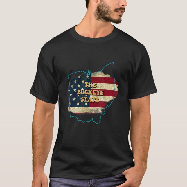 Ohio Oh Us Flagga Motto T Shirt (Framsida)