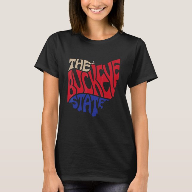 Ohio Oh USA State Shape Motto T Shirt (Framsida)