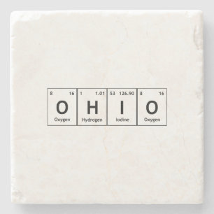 OHIO Periodic Bord Inslag Ord kemi Symbol Stenunderlägg