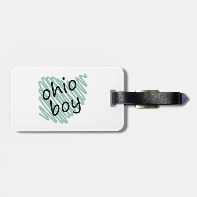 Ohio pojke på barns teckning för Ohio karta Bagagebricka (Baksida Vågrät)