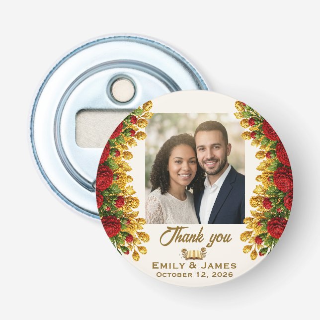 Ohio Red Carnation Bröllopsflasköppnare Magnet Flasköppnare (Framsidan)