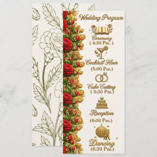 Ohio Red Carnation Bröllopsprogramkort Program
