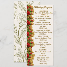 Ohio Red Carnation Bröllopsprogramkort Program
