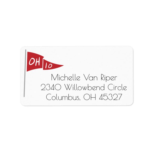 Ohio Red Flagga Returadress Adressetikett (Framsidan)