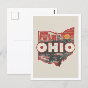 Ohio Retro Travel Design Iconic US Stater Vykort