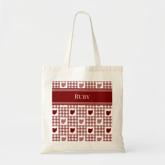 Ohio Röd Gingham Tygkasse (Framsidan)