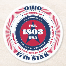 Ohio Rött vitt blått Typografi Underlägg Papper Rund