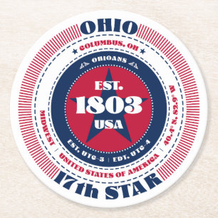 Ohio Rött vitt blått Typografi Underlägg Papper Rund