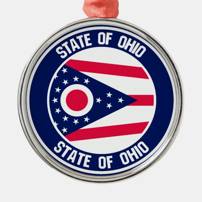 Ohio Round Emblem Julgransprydnad Metall (Framsidan)
