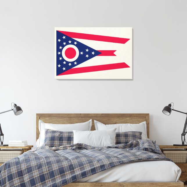 Ohio:s flagga: Buckeye State-banner Canvastryck (Insitu (sovrum))
